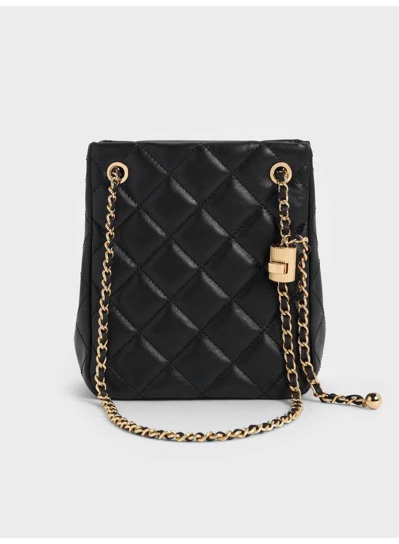 تشارلز & كيث حقيبة كتف وحقيبة كروس بودي ألفا المبطنة والمضفرة من تشارلز آند كيث - أسود - Image 5