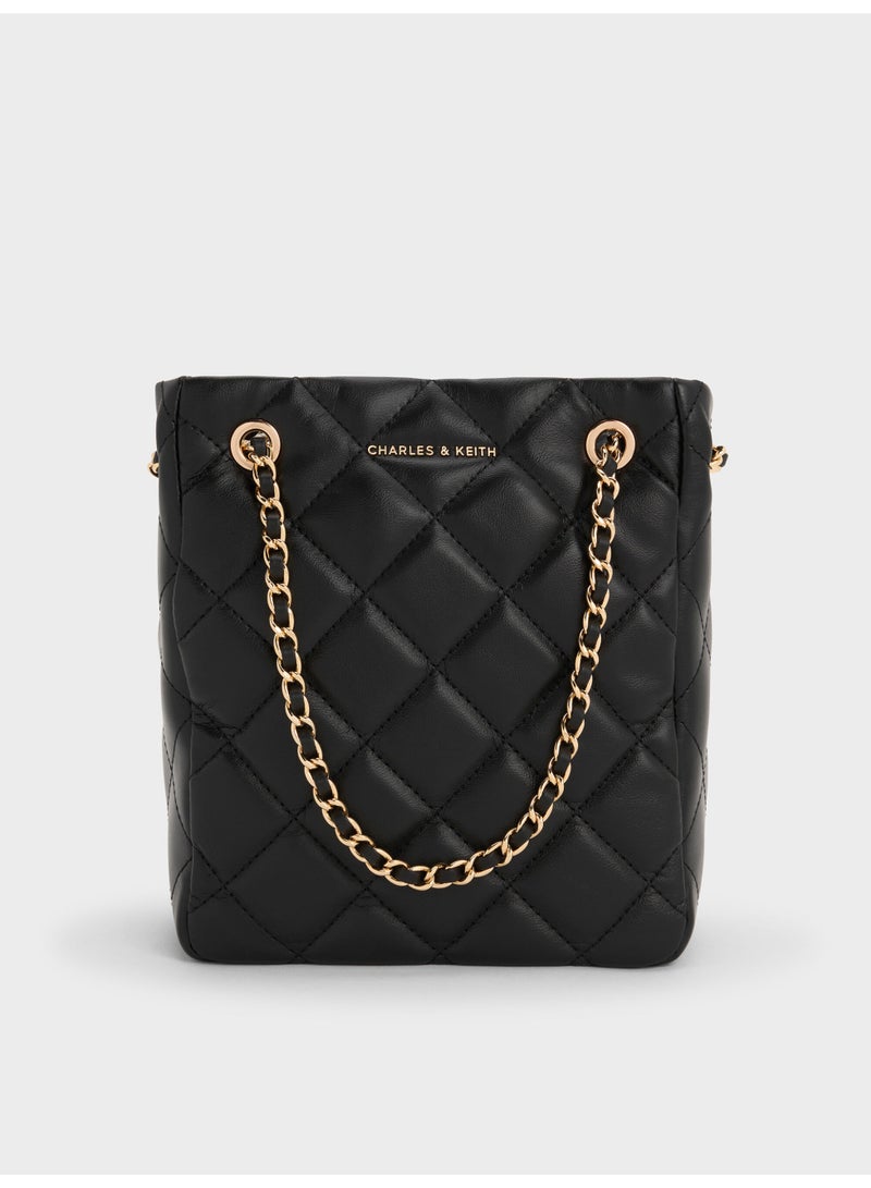 تشارلز & كيث حقيبة كتف وحقيبة كروس بودي ألفا المبطنة والمضفرة من تشارلز آند كيث - أسود - Image 1