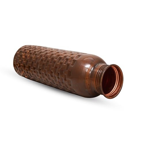 Craft Trade Copper Water Bottle 34 Oz – 100% Pure Copper Bottle, Ayurveda Inspired Antique Vessel for Wellness, Handcrafted in Diamond Pattern with Jute Carry Case, Leak-Proof, BPA-Free - Image 4