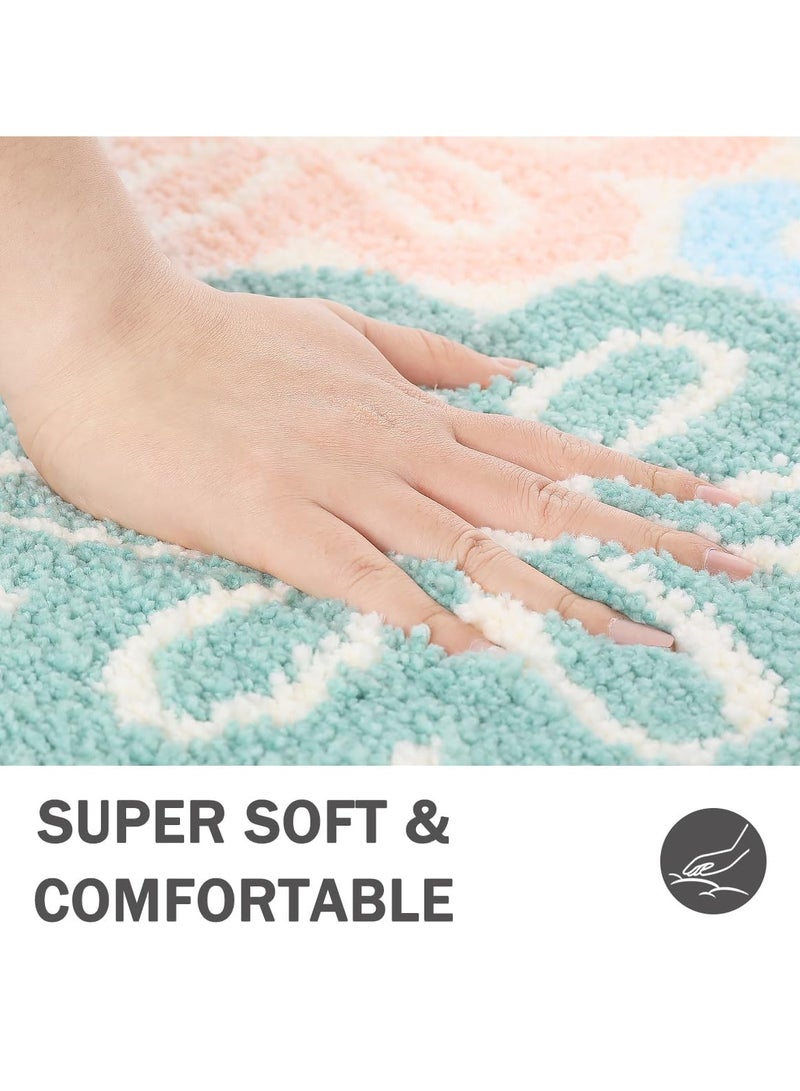 SYOSI Floral Bath Rug, Cute Non-Slip Bathroom Rug, Extra Soft Absorbent Premium Bath Rug, Machine Washable Fluffy Microfiber Floor Mats for Bathroom Tub Sink Shower, 15.7 x 23.6 Inches - Image 4