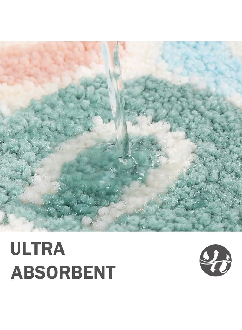SYOSI Floral Bath Rug, Cute Non-Slip Bathroom Rug, Extra Soft Absorbent Premium Bath Rug, Machine Washable Fluffy Microfiber Floor Mats for Bathroom Tub Sink Shower, 15.7 x 23.6 Inches - Image 5