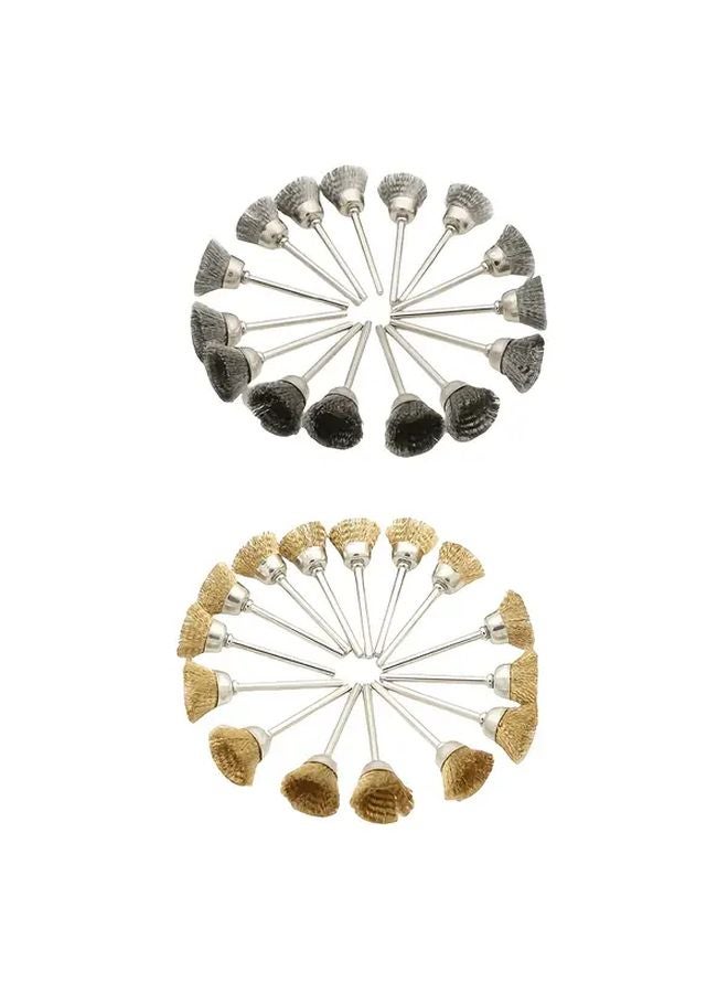 20 Piece Stainless Steel Wire Brush Wheel Set 3mm Shank For Dremel Tools - Image 1