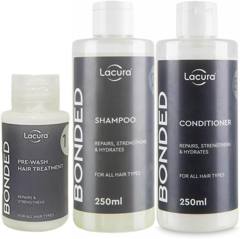 AIdiLacura Bonded Prewash Hair Treatment Shampoo Conditioner Repairs Strengthens Hydrates For All Hair Types 100mL250mL250mL BUNDLE