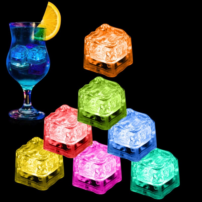 Nonley Light Up Ice Cubes 96 PCS Multi Color Led Ice Cubes for Drinks with Changing Lights Reusable Glowing Flashing Ice Cube for Club Bar Party Wedding Decor 