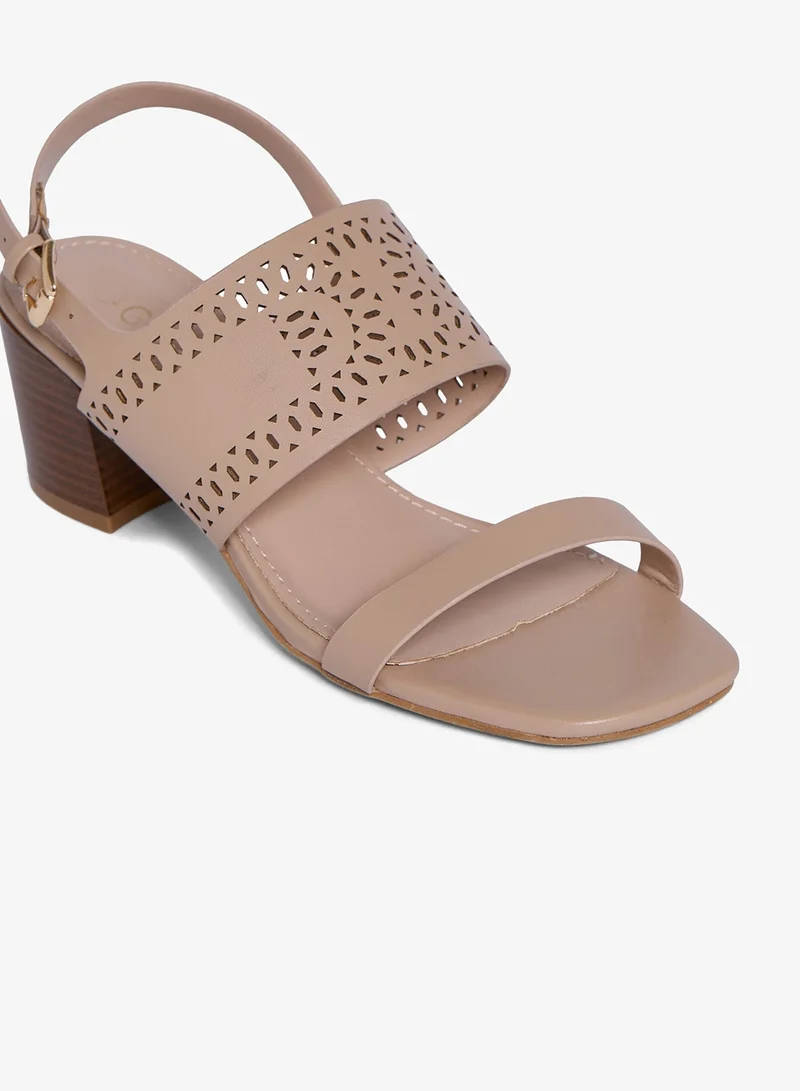 Geoomnii OFF-WHITE Geoomnii Mid Heel Sandals for Women – Comfortable Stylish Heeled Sandals for Office, Party & Daily Wear for Women | Best Price UAE