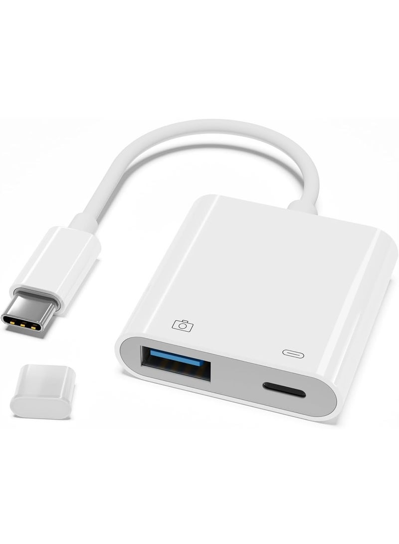 USB-C 2-in-1 Adapter, Audio & 60W PD Fast Charging, White