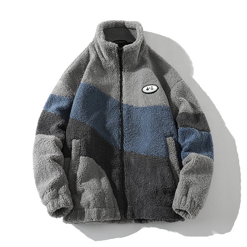 Autumn/Winter New Mens Lamb Wool Jacket Fashionable Jumper Trendy Couple Sheep Fleece Jacket Sheep Fleece Top For Men Gray  - Image 1