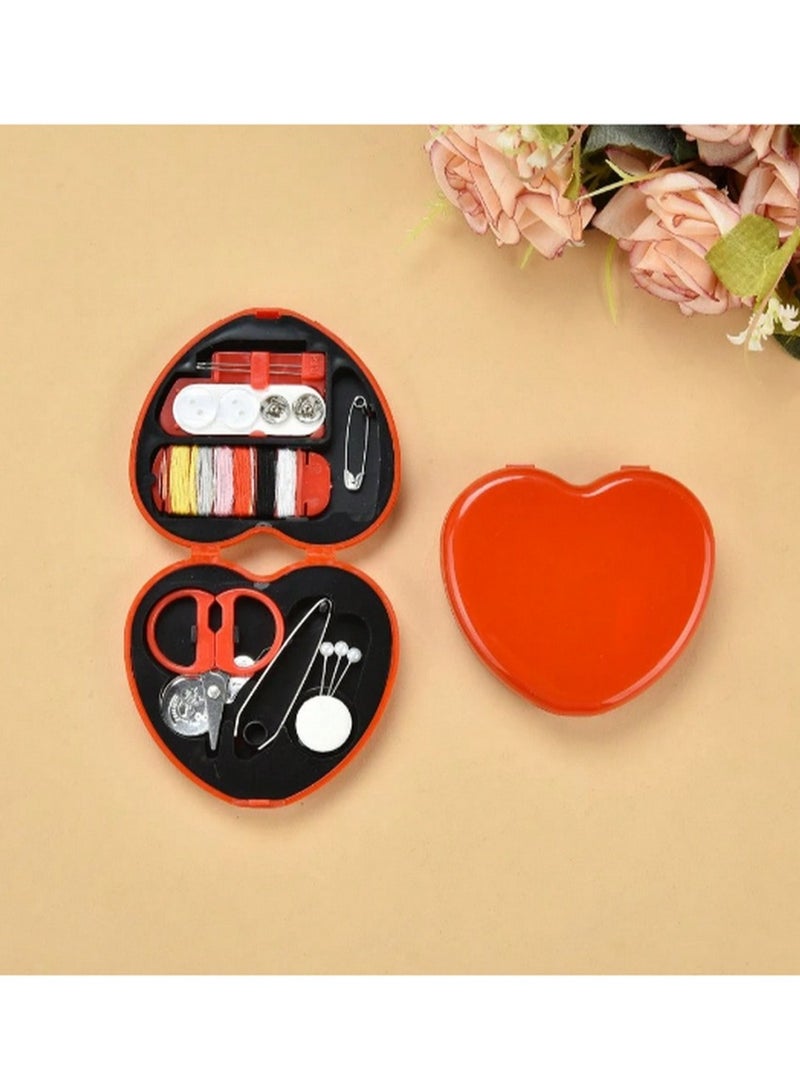 Heart-Shaped Travel Sewing Kit – Compact 2-Tier Case with Essential Tools - Image 1