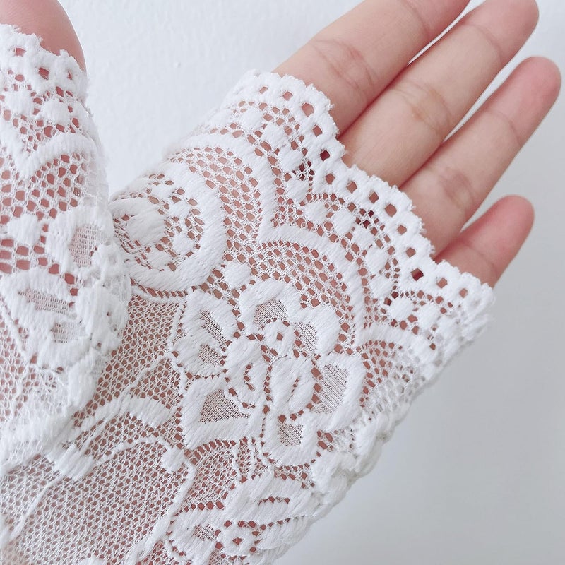 monochef Women Short Lace Gloves Sunblock Fingerless Bridal Wrist Gloves Opera Evening Wedding Tea Party Prom Cosplay 1920s - Image 4