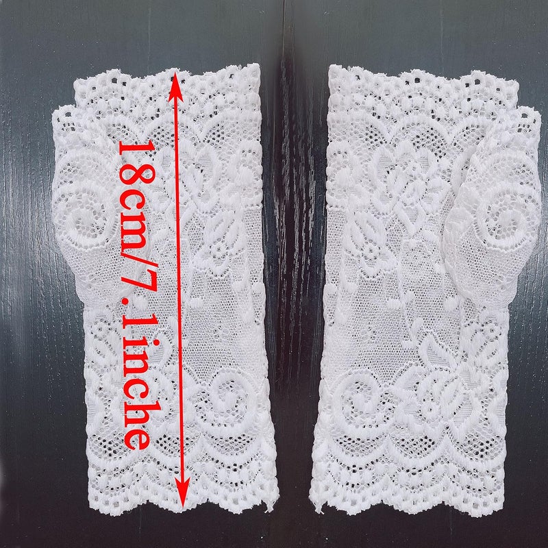 monochef Women Short Lace Gloves Sunblock Fingerless Bridal Wrist Gloves Opera Evening Wedding Tea Party Prom Cosplay 1920s - Image 2