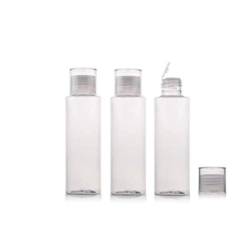 SYBL 6PCS 100ml/3.4oz Empty Refillable Clear Plastic Bottle Vial Jar Cosmetic Container Travel Packaging with Orifice Reducer and Screw Lid for Lotion Emulsion Toner Essential Oil - Image 1