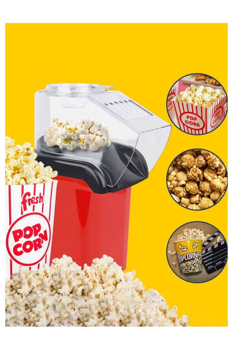 هالامين آلة صنع الفشار بالهواء الساخن 1200 واط، آلة فشار سريعة لإعداد طعام صحي في 2-3 دقائق، آلة فشار صغيرة سريعة وسهلة الاستخدام باللون الأحمر - Image 4