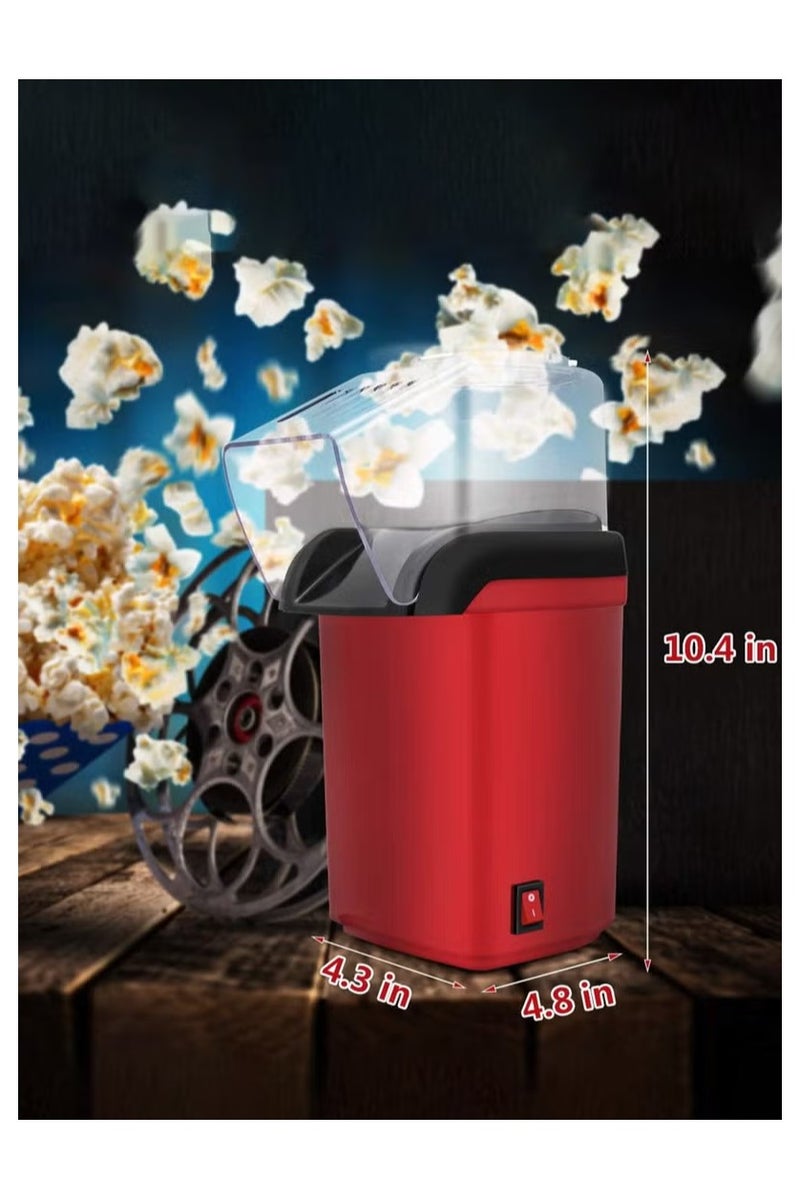 هالامين آلة صنع الفشار بالهواء الساخن 1200 واط، آلة فشار سريعة لإعداد طعام صحي في 2-3 دقائق، آلة فشار صغيرة سريعة وسهلة الاستخدام باللون الأحمر - Image 5