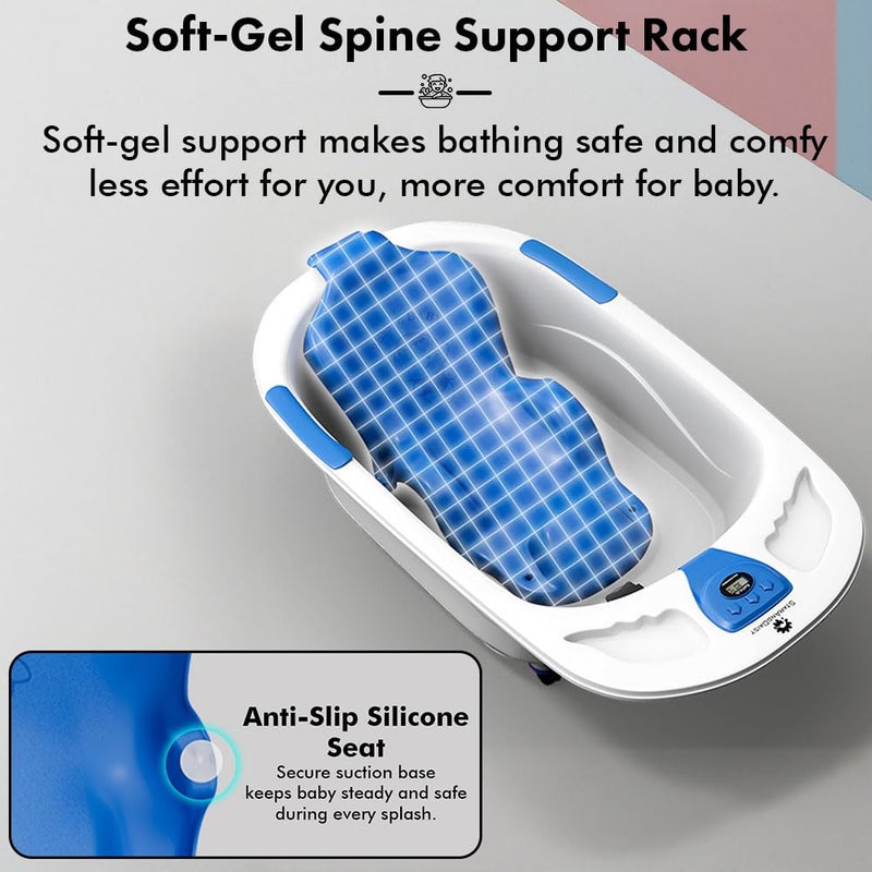 StarAndDaisy Baby Bath Tub for 0 to 5 Years/Bath Tub for Kids 0-3 Years/Infants Bathtub with Temperature Censor & Baby Bath Seat/Sling, Antislip Baby Bath Tub with Bath Chair (Blue) - Image 4