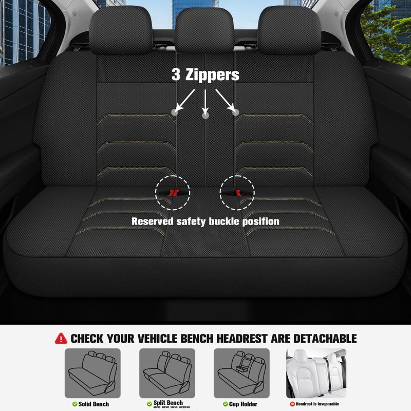CAROMOP 3D Air Mesh Car Seat Covers Full Set,Breathable Seat Covers for Cars,Split Bench Compatible,Universal Fit for SUV,Vans,sedans, Trucks, Automotive Interior Covers(5-Seat Black/Beige) - Image 3