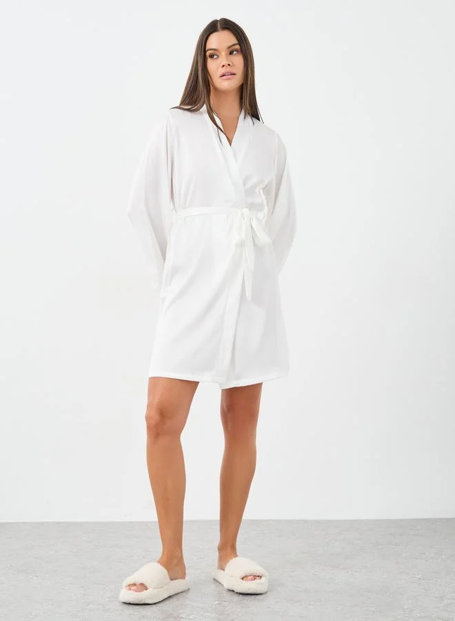 ستايلي Styli Back V Shape Lace Trim Robe