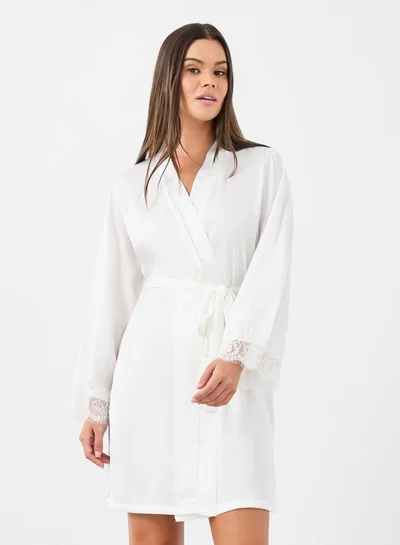 Styli Styli Back V Shape Lace Trim Robe