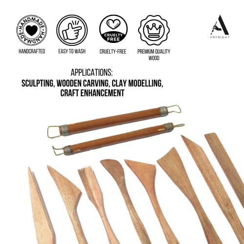 ArtRight Artists' Clay Modelling Tools (Set Of 10); Craft Modelling & Sculpting Tools For Pottery, Sculptures, Polymer, Paper & Mache - 10 Pcs, Multicolor - Image 5