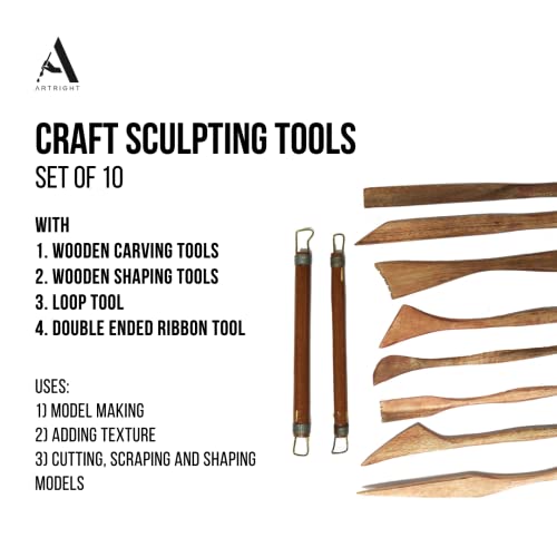 ArtRight Artists' Clay Modelling Tools (Set Of 10); Craft Modelling & Sculpting Tools For Pottery, Sculptures, Polymer, Paper & Mache - 10 Pcs, Multicolor - Image 3