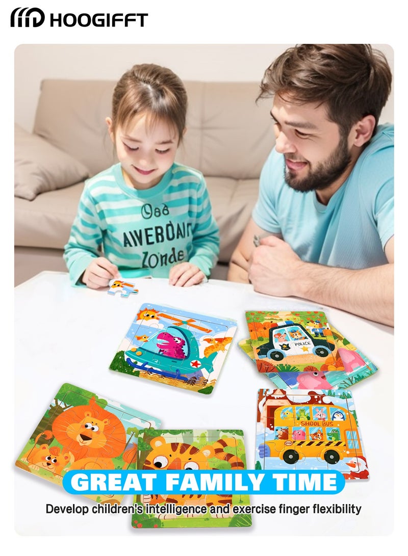 HOOGIFFT 6 Piece Preschool Educational and Learning Animal Jigsaw Puzzle Toy Gift Set Toddler Puzzles Party Favors for Girls and Boys(Portable Travel Puzzles) - Image 3