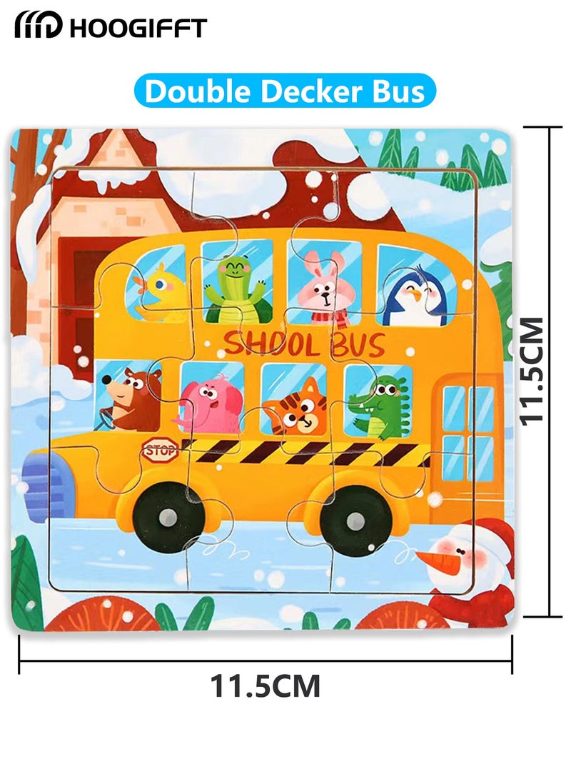 HOOGIFFT 6 Piece Preschool Educational and Learning Animal Jigsaw Puzzle Toy Gift Set Toddler Puzzles Party Favors for Girls and Boys(Portable Travel Puzzles) - Image 4