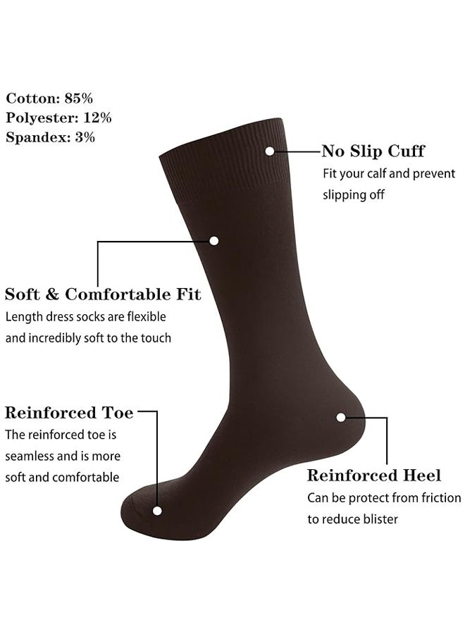DUNISO 5 pcs of Men's Long Socks, Formal Socks, Business Soft Breathable Sports Long Casual Socks (Coffee)  - Image 2