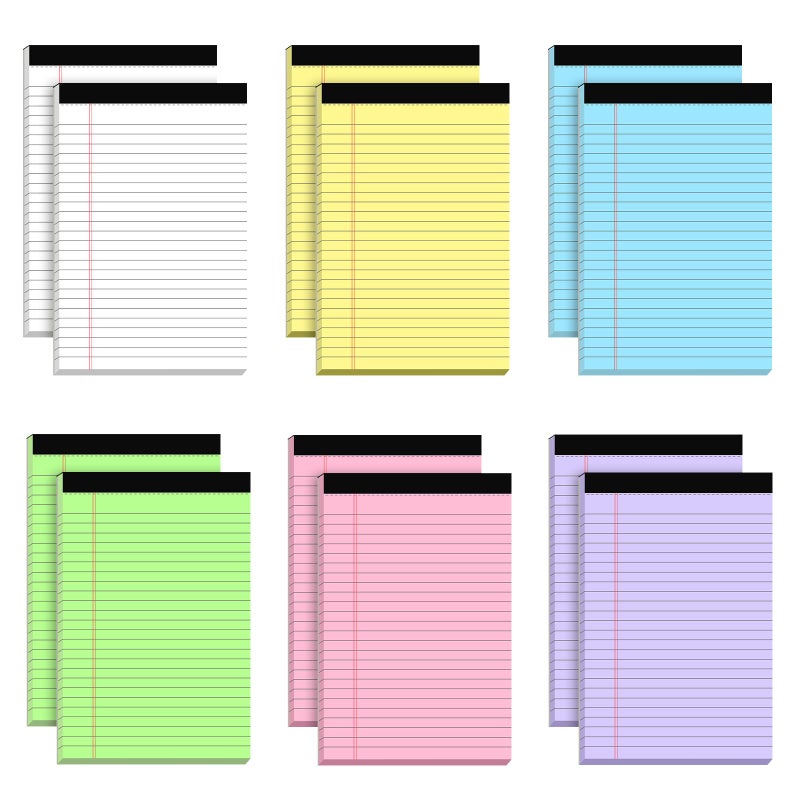 AILZFEI 12pcs Small Legal Pads 5x8 Colored Note Pads Paper College Ruled Notepad Clear Print Writing Pads 5 x 8 Legal Pads Perforated Narrow Ruled Pads of Paper (Multicolor) - Image 1