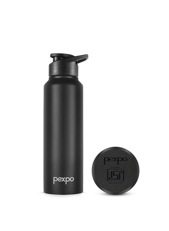 PEXPO Chromo Pro ISI Certified Stainless Steel Sports/Fridge Sipper Water Bottle, 750ml, Knight Black | Water Bottle for Office, Gym, School, Yoga, Trekking, Men, Women and Kids | RCB Edition - Image 1