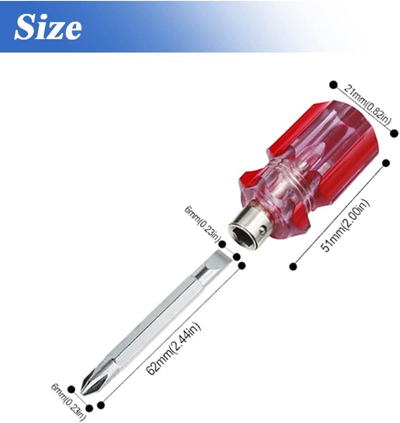 Eyech 5 Pcs Stubby Magnetic Screwdriver with Phillips Head and Flat Head 2in1 CrossHead Flathead Interchangeable Bit Tool for Dismantle and Repair - Image 2