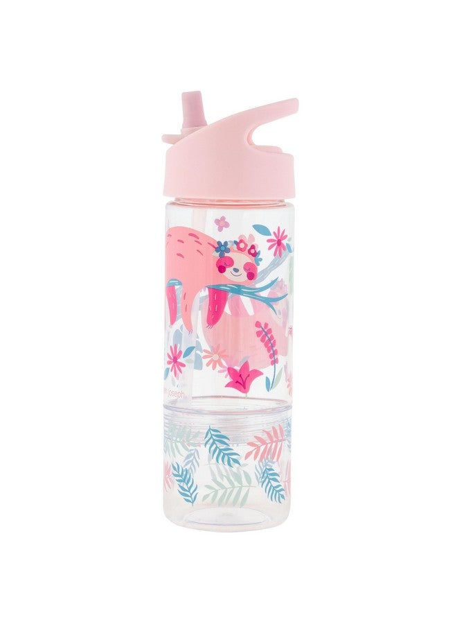 Stephen Joseph SIP and Snack Sloth Bottle Combo Bottle 350ml + Snack Cup 104ml, 2.5”x 8.25” (6.3cm x 2cm), Pink - Image 1