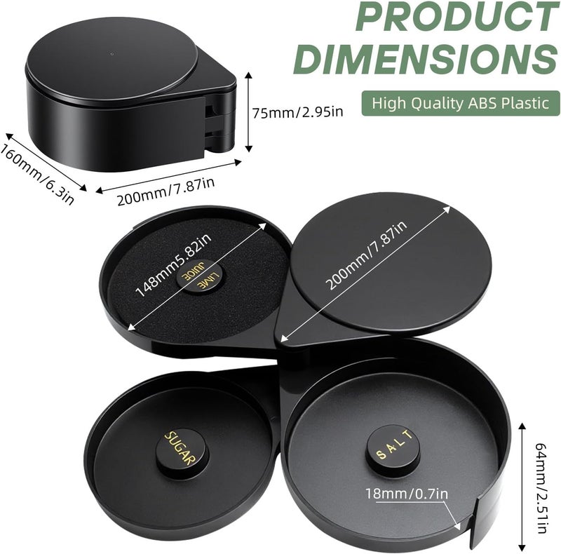 WELKOR 2 Pack Glass Rimming Station with 4-Swing Out Trays,Bar Glass Rimmer for Margarita and Cocktail, Bartender Tool,Salt Box Spice Container - Image 2