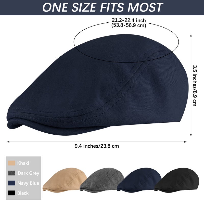 KUTTOR 4 Pieces Newsboy Men's Hat - Flat Cap Soft Stretch fit Men Cap - Cabbie Hunting Cap for Men - Outdoor - Image 2