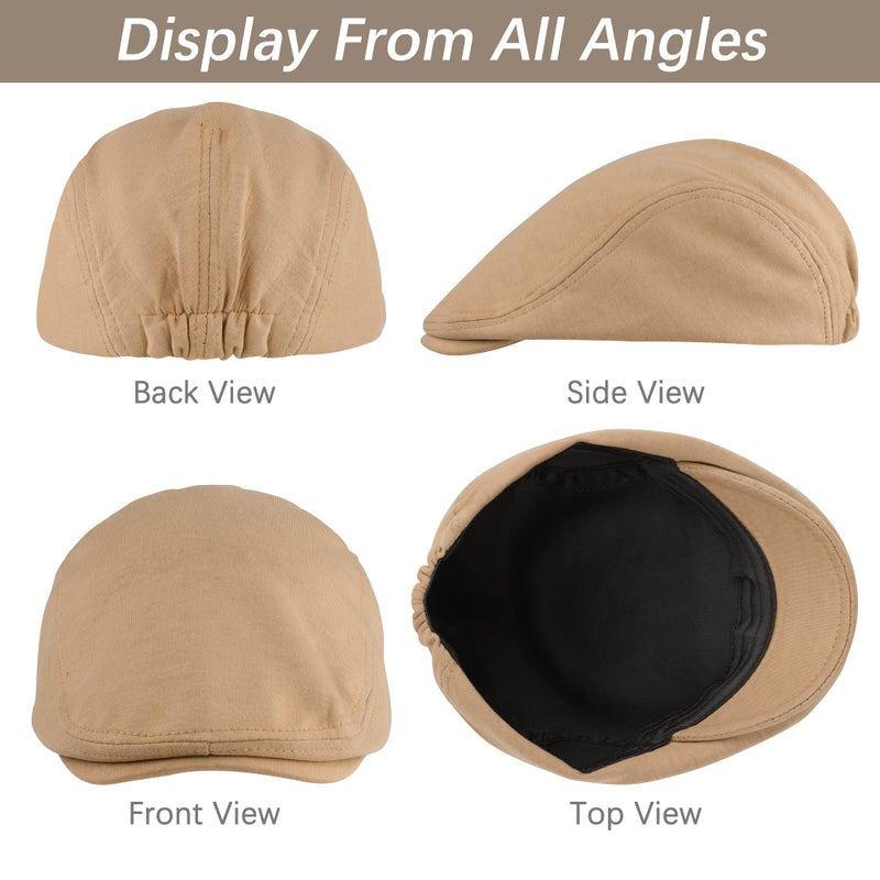 KUTTOR 4 Pieces Newsboy Men's Hat - Flat Cap Soft Stretch fit Men Cap - Cabbie Hunting Cap for Men - Outdoor - Image 4