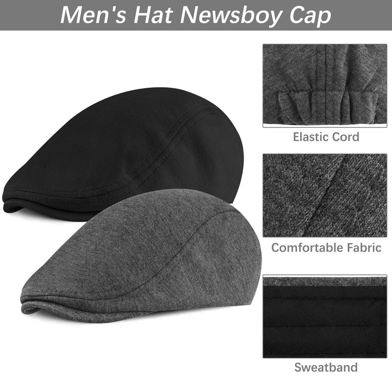 KUTTOR 4 Pieces Newsboy Men's Hat - Flat Cap Soft Stretch fit Men Cap - Cabbie Hunting Cap for Men - Outdoor - Image 3