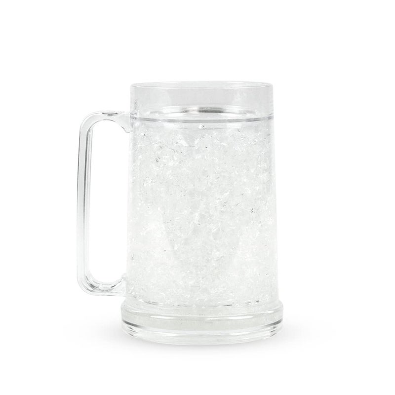 Simply Green Solutions Simply Green Solutions  Clear Mug Frozen Mugs for Freezer Double Walled Beer Mug Freeze Cups for Drinks Insulated Plastic Mugs with Handles 16 Oz Capacity