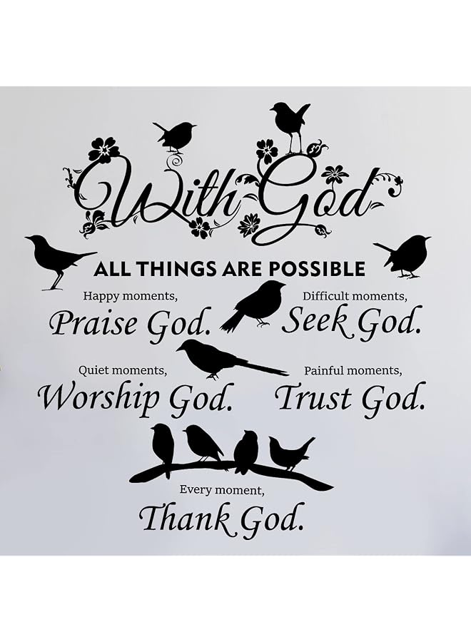 S-TOP 2 Pieces with God Things are Possible Wall Decal Vinyl Quote Bible Sticker Christian Praise God DIY Decals Inspirational Quote Wall Art Decals Decor for Home Walls Bedroom Decoration (Black) - Image 1