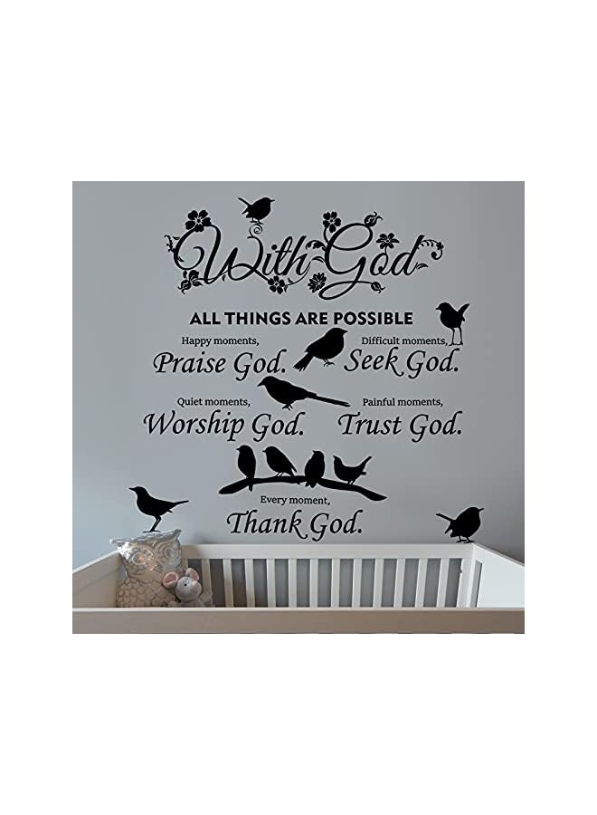 S-TOP 2 Pieces with God Things are Possible Wall Decal Vinyl Quote Bible Sticker Christian Praise God DIY Decals Inspirational Quote Wall Art Decals Decor for Home Walls Bedroom Decoration (Black) - Image 4