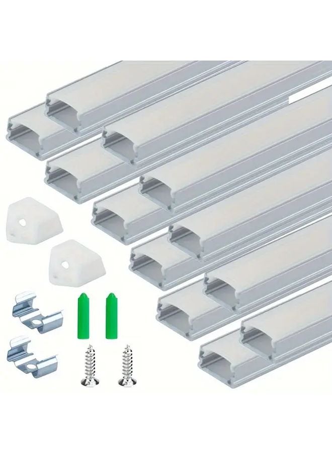 LED Diffuser Channel 12pcs 1.65ft U Shape Aluminum Profile with Cover End Caps Mounting Clips Color DJ 003F SW 12P - Image 2