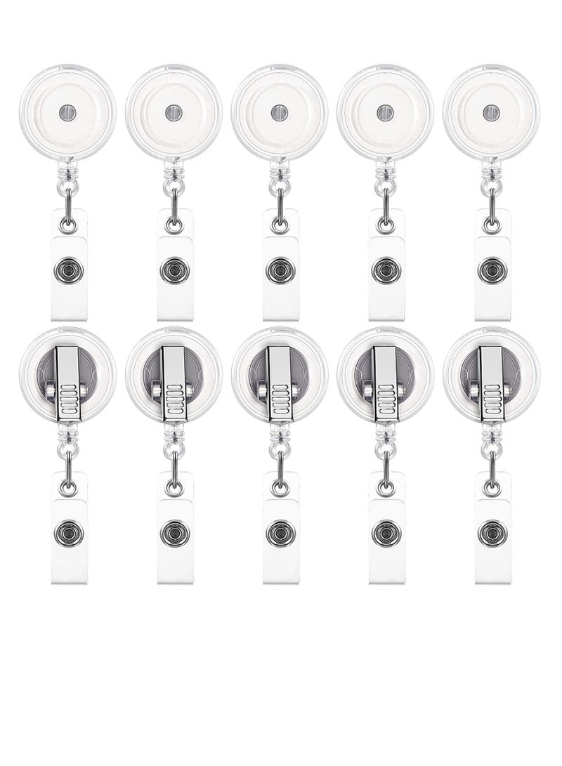 SYOSI 10 Pieces Retractable Badge Holder Reels with Swivel Alligator Clip, ID Card Holder Name Badge Reel Clips for Students Teachers Office Workers Clear - Image 1