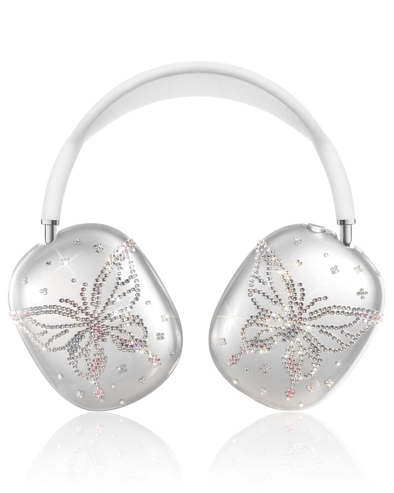 Joyleop for Airpods Max Headphone Case - Durable Soft TPU Protective Cover (Anti-Scratch,Anti-Fingerprint) for AirPods Max Cover,Clear Bling Headphones Case with Rhinestones for Women,Butterfly - Image 1
