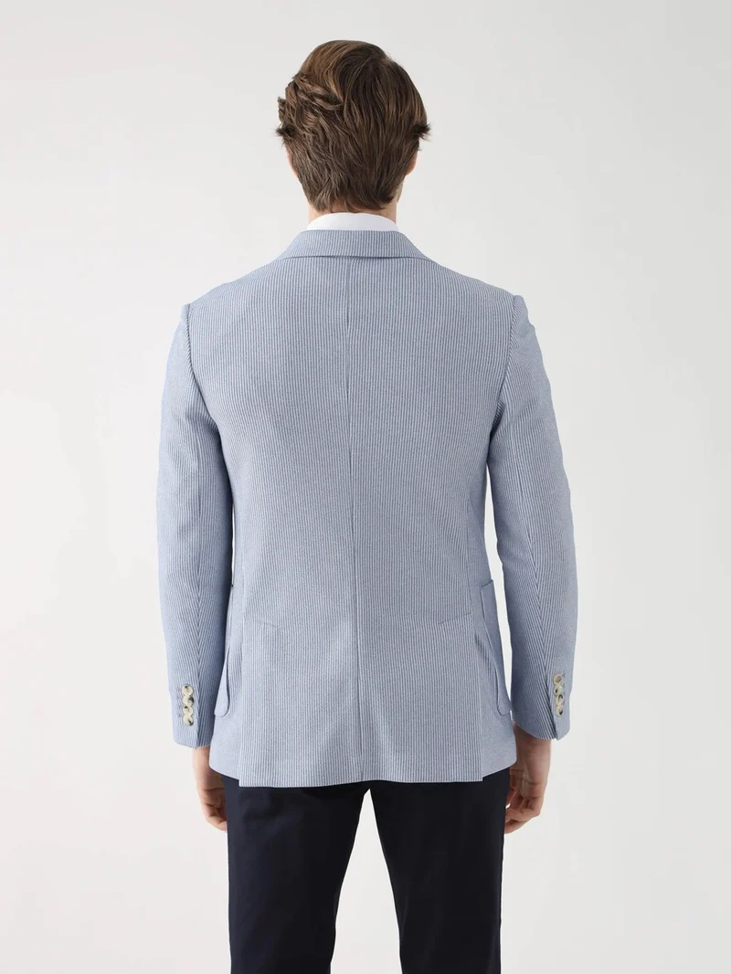 Dufy Indigo Men's Slim Fit Mono Collar Jacket