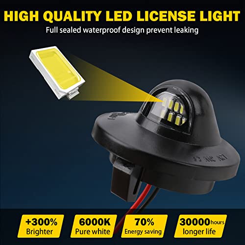 Tutor Auto LED License Plate Light Tag Lights Assembly Compatible with Ford F150 F250 F350 F450 F550 Superduty Ranger Explorer Bronco Excursion Expedition,6000K White, 2PCS (Black) - Image 2