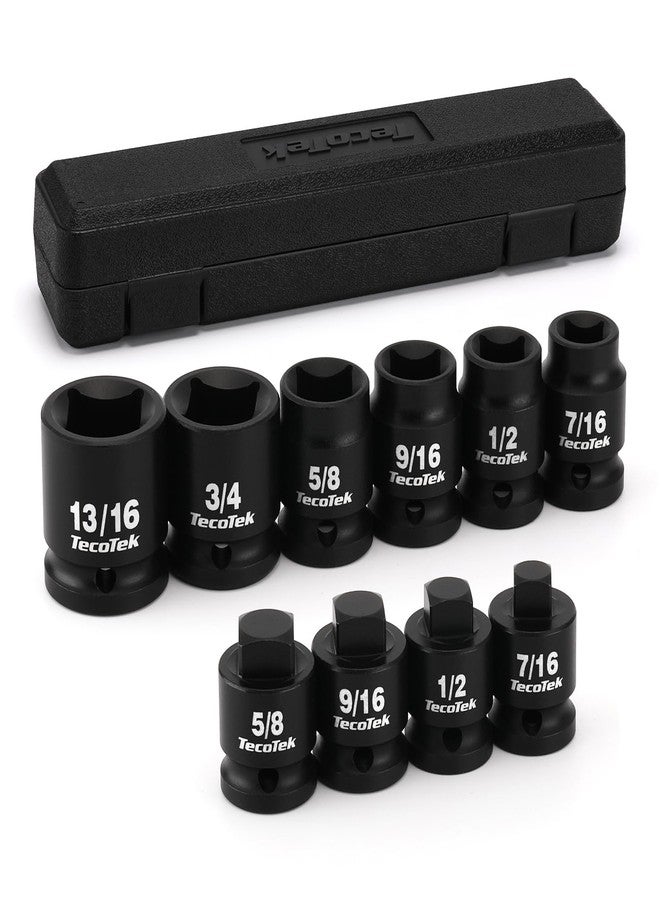 TecoTek 1/2" Drive Pipe Plug Socket Set, Square Drive Socket, 10-Piece, SAE, 4 Point Sockets, CR-MO, Tapered Male Square Drive, Chamfered Female Square Drive - Image 1