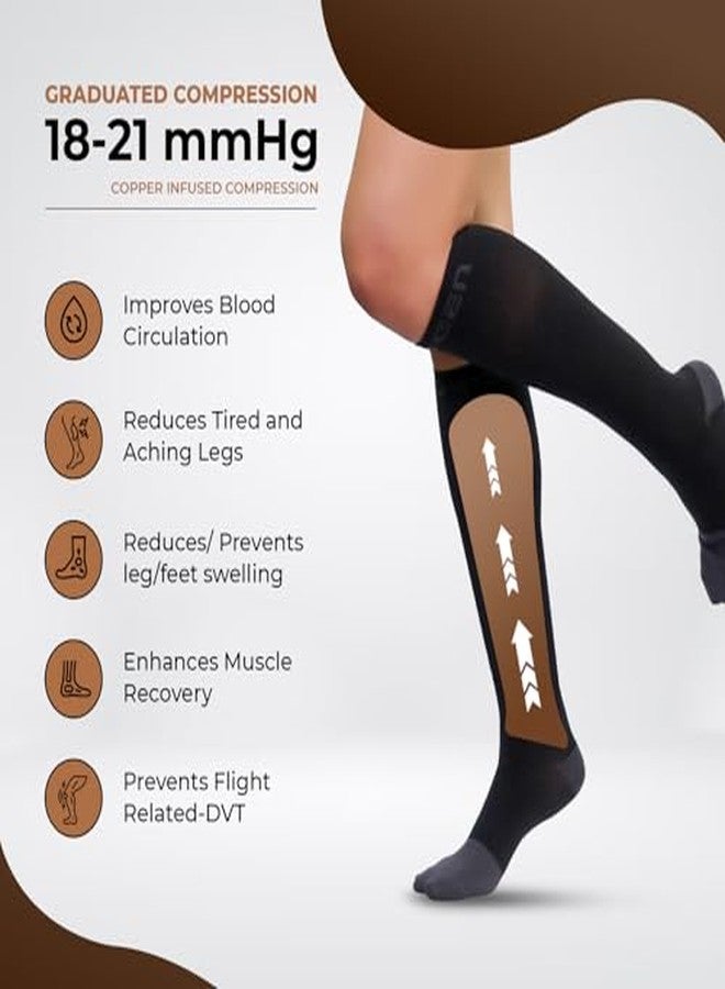 Sorgen Copper Infused Compression Socks 18-23 mm Hg - Graduated Support for Improved Circulation, All-Day Comfort, Ideal for Travel & Daily Wear - Black (Copper_Black, S/M) - Image 4