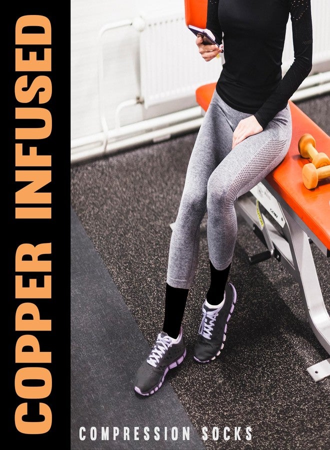 Sorgen Copper Infused Compression Socks 18-23 mm Hg - Graduated Support for Improved Circulation, All-Day Comfort, Ideal for Travel & Daily Wear - Black (Copper_Black, S/M) - Image 3