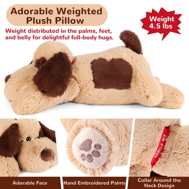 meowtastic Brown Dog Weighted Stuffed Animals - 28 Inch 5.0 Pounds Weighted Plush Dog Stuffed Animals - Large Stuffed Dog Weighted Plush Pillow - Cute Plush Toys Gifts for Kids & Adults (28" 5.0 lbs) - Image 4