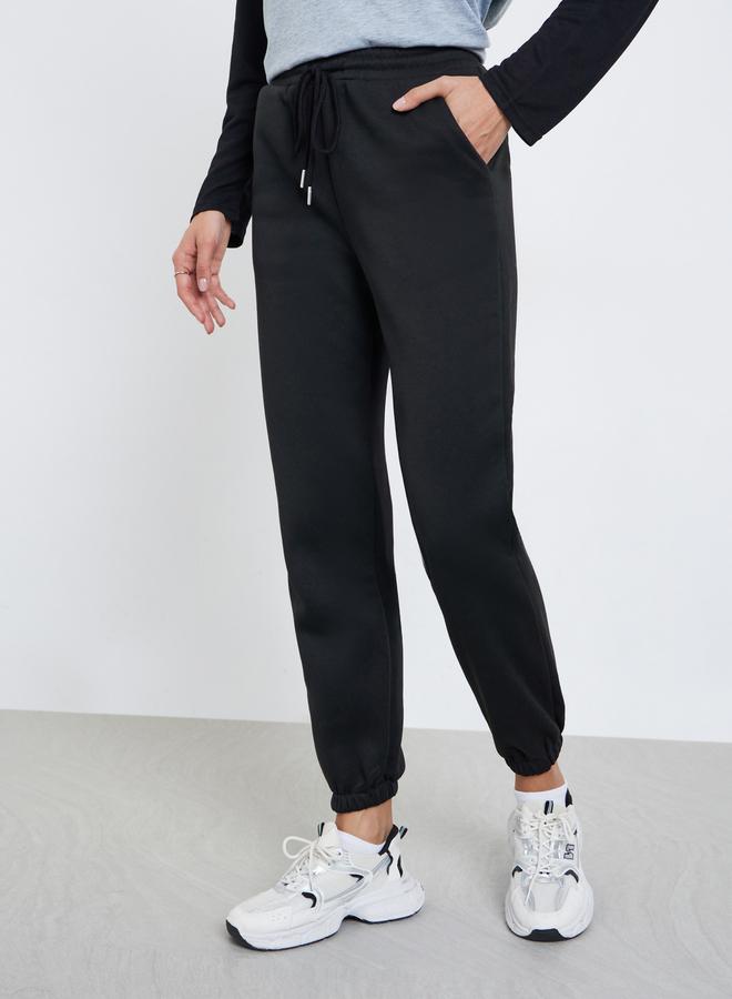 Take Two Women Black Solid Cuffed Joggers - Image 2