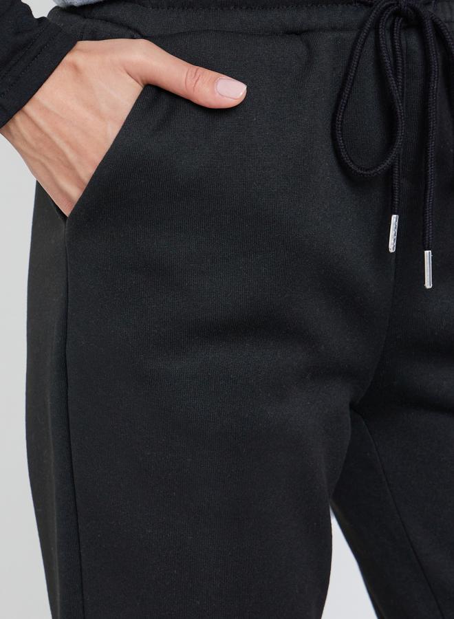Take Two Women Black Solid Cuffed Joggers - Image 3