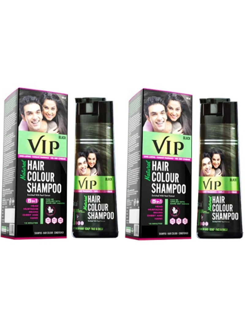 VIP Hair Color Shampoo Black 180ml  Pack Of 2