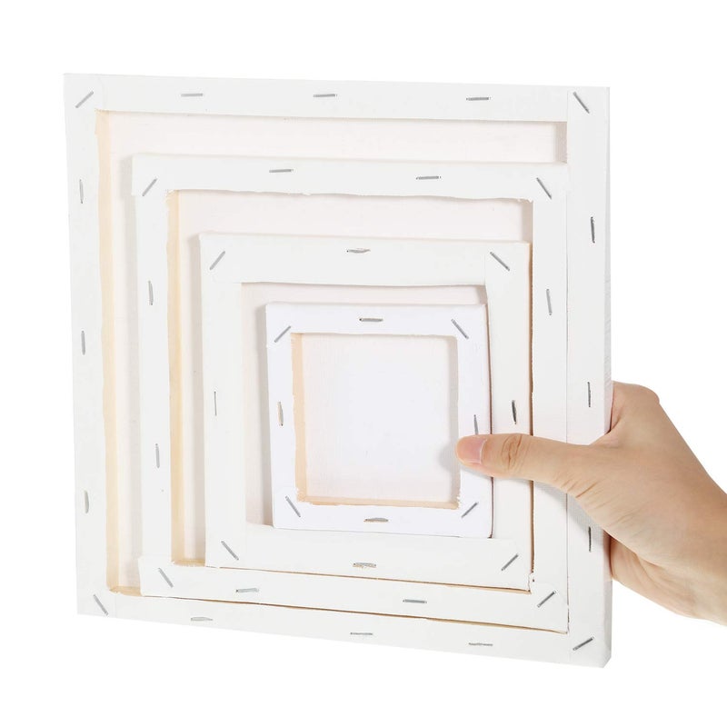 Hestya 12 Pieces Assorted Size Mini Art Canvas Stretched for Craft Painting Drawing (4 Inches/ 6 Inches/ 8 Inches/ 10 Inches) - Image 4